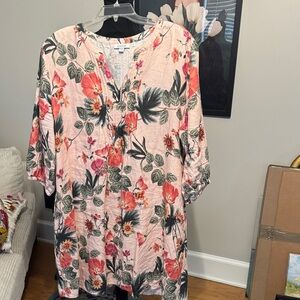 Chico’s floral linen untuck 3/4 sleeve dress